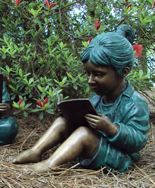 Storybook Time Girl Reading Statue Learing Libarary Decorating